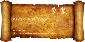 Virth Nándor névjegykártya